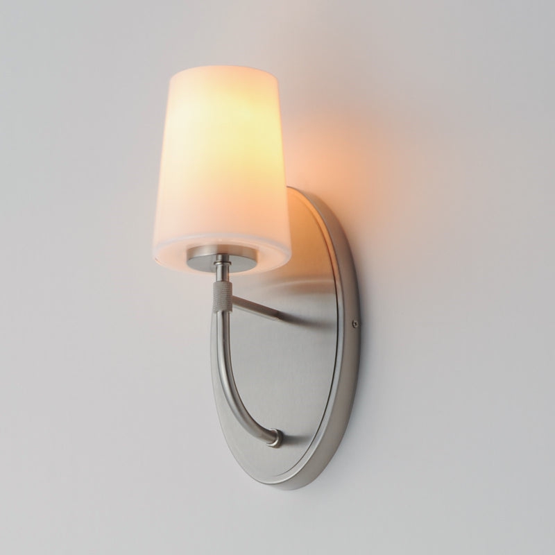 Maxim Lighting Durham 1 Light 13.25" Wall Sconce, Satin Nickel/White