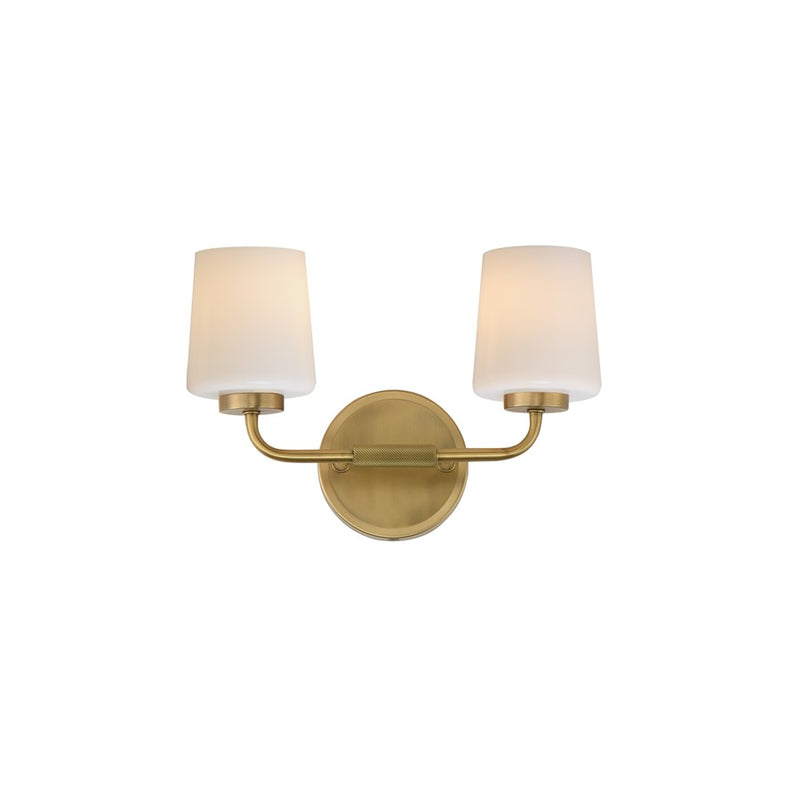Maxim Lighting Durham 2 Light Wall Sconce, Natural Aged Brass/White