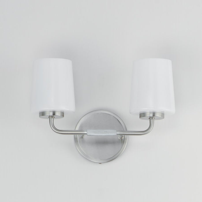 Maxim Lighting Durham 2 Light 9.25" Wall Sconce, Satin Nickel/White