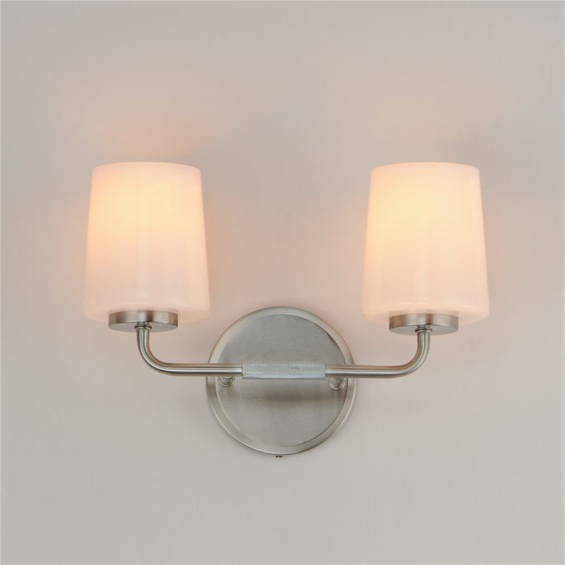 Maxim Lighting Durham 2 Light 9.25" Wall Sconce, Satin Nickel/White