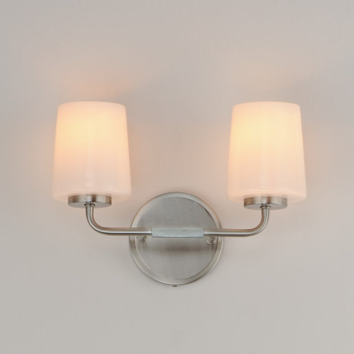 Maxim Lighting Durham 2 Light 9.25" Wall Sconce, Satin Nickel/White