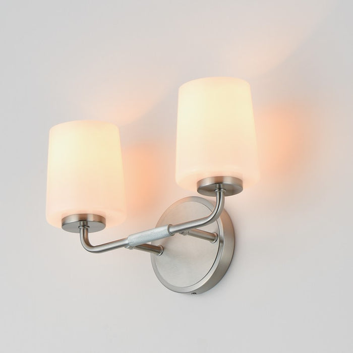 Maxim Lighting Durham 2 Light 9.25" Wall Sconce, Satin Nickel/White