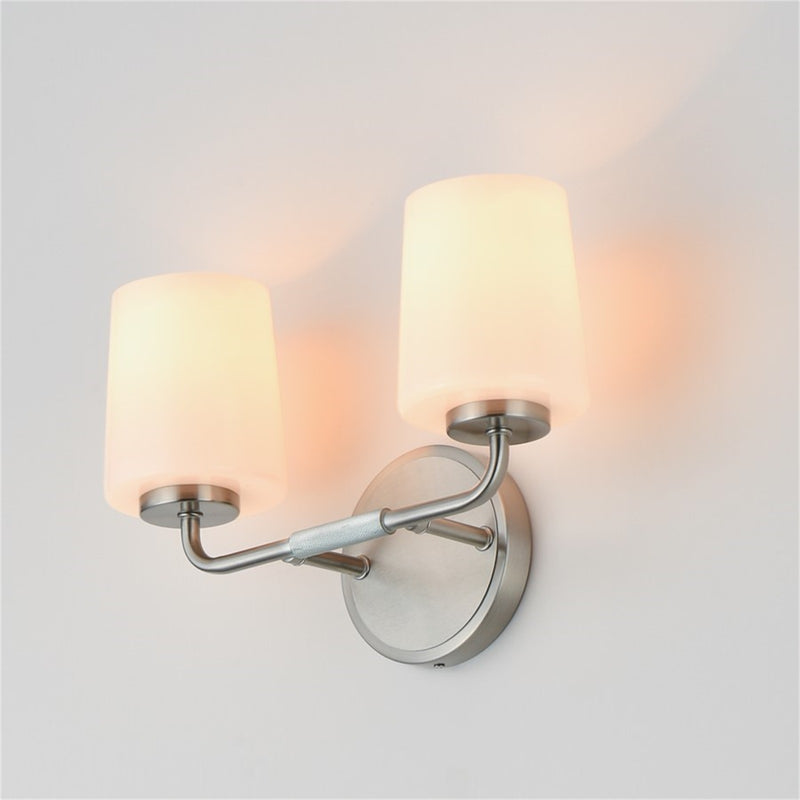 Maxim Lighting Durham 2 Light 9.25" Wall Sconce, Satin Nickel/White