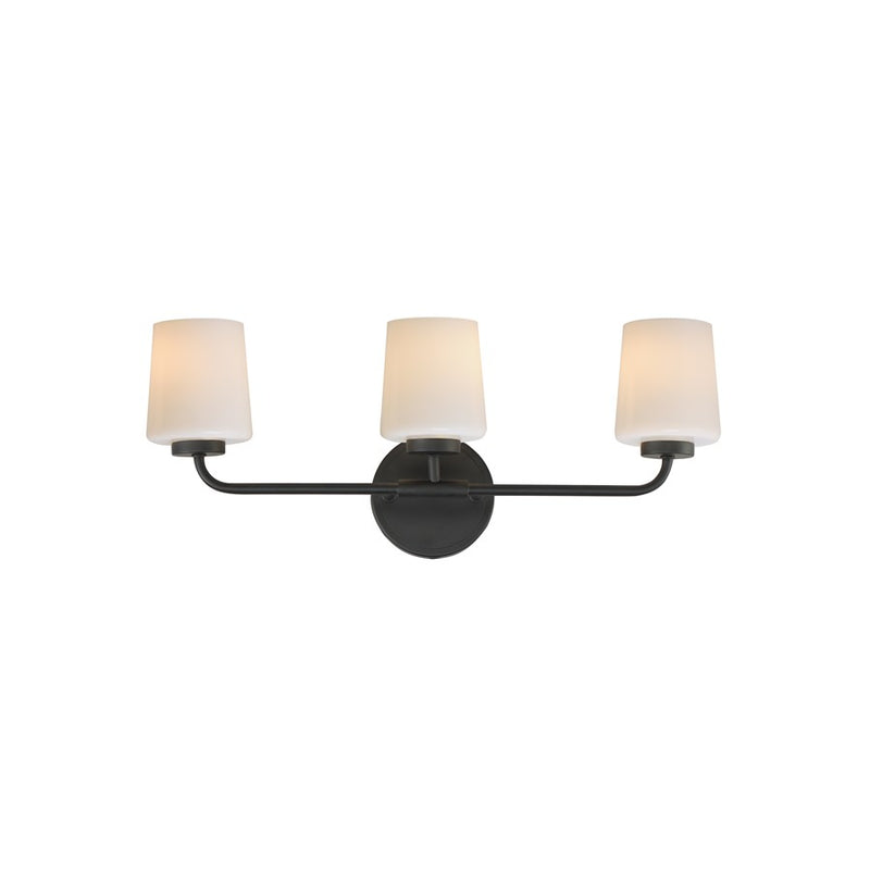 Maxim Lighting Durham 3 Light Bath Vanity, Black/White