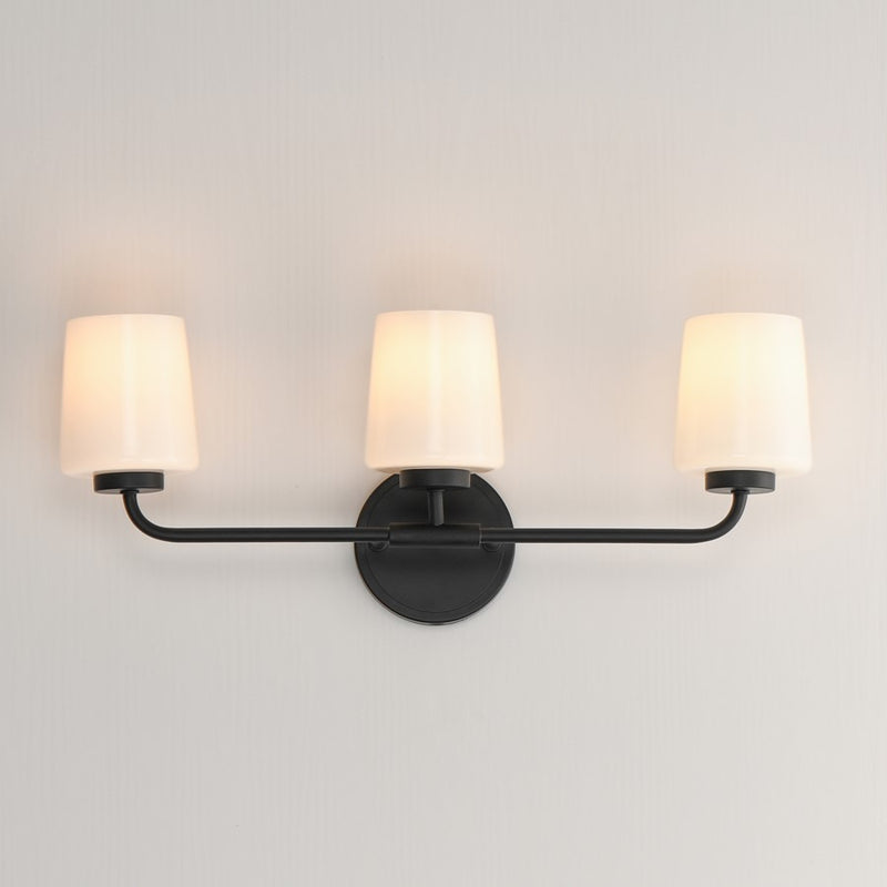 Maxim Lighting Durham 3 Light Bath Vanity, Black/White