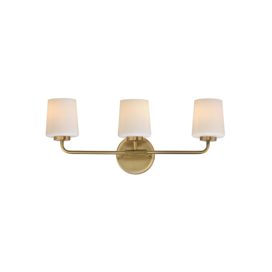 Maxim Lighting Durham 3 Light Bath Vanity, Natural Aged Brass/White - 12693WTNAB