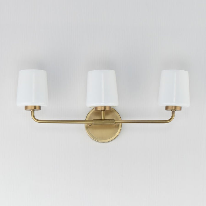 Maxim Lighting Durham 3 Light Bath Vanity, Natural Aged Brass/White