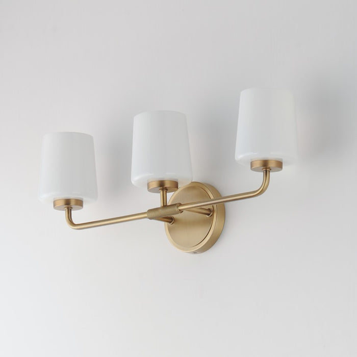 Maxim Lighting Durham 3 Light Bath Vanity, Natural Aged Brass/White
