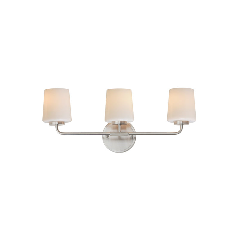 Maxim Lighting Durham 3 Light 9.25" Bath Vanity, Satin Nickel/White