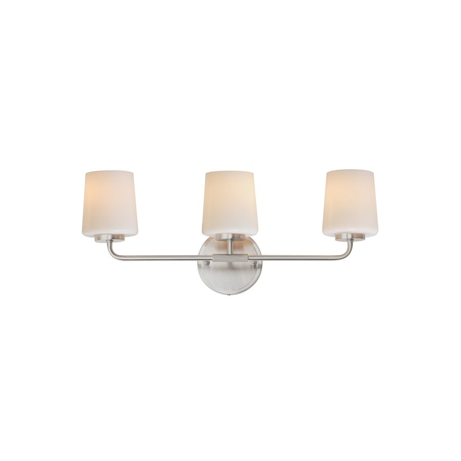 Maxim Lighting Durham 3 Light 9.25" Bath Vanity, Satin Nickel/White - 12693WTSN