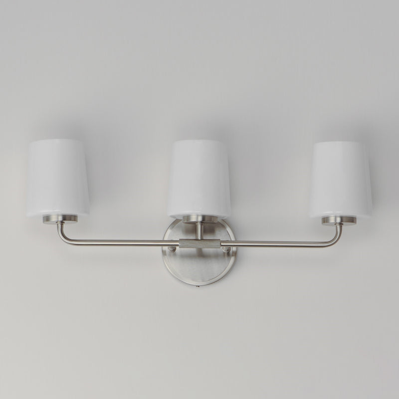 Maxim Lighting Durham 3 Light 9.25" Bath Vanity, Satin Nickel/White