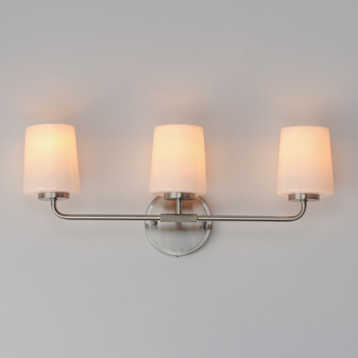 Maxim Lighting Durham 3 Light 9.25" Bath Vanity, Satin Nickel/White