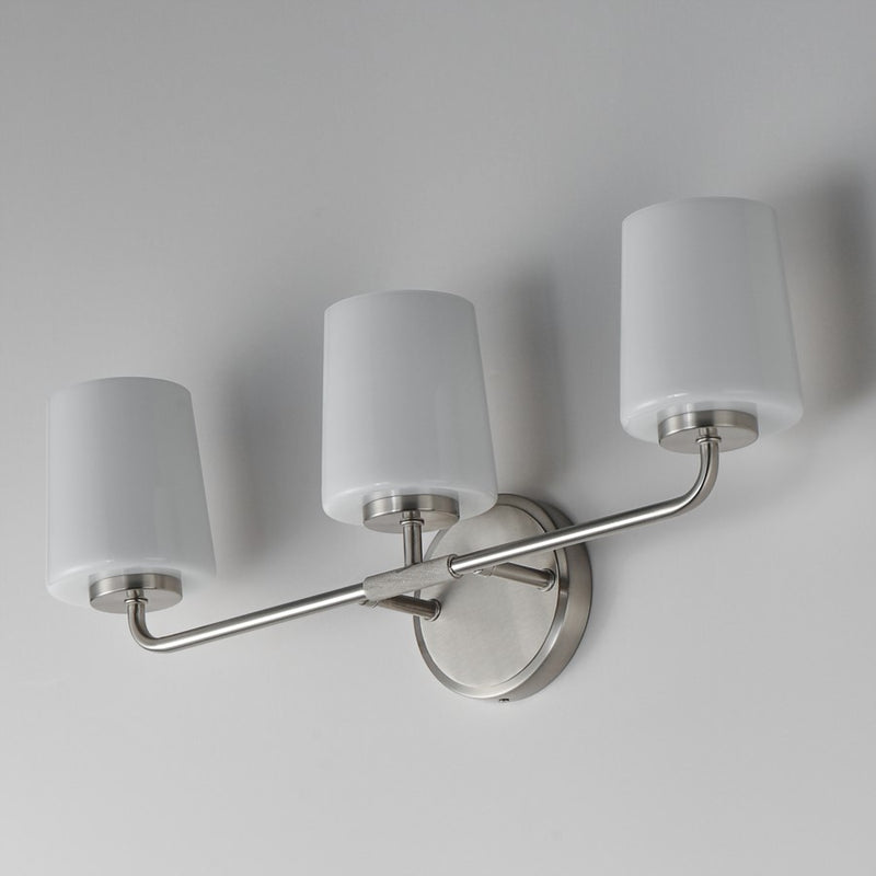 Maxim Lighting Durham 3 Light 9.25" Bath Vanity, Satin Nickel/White
