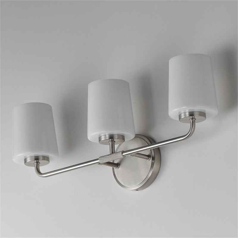 Maxim Lighting Durham 3 Light 9.25" Bath Vanity, Satin Nickel/White
