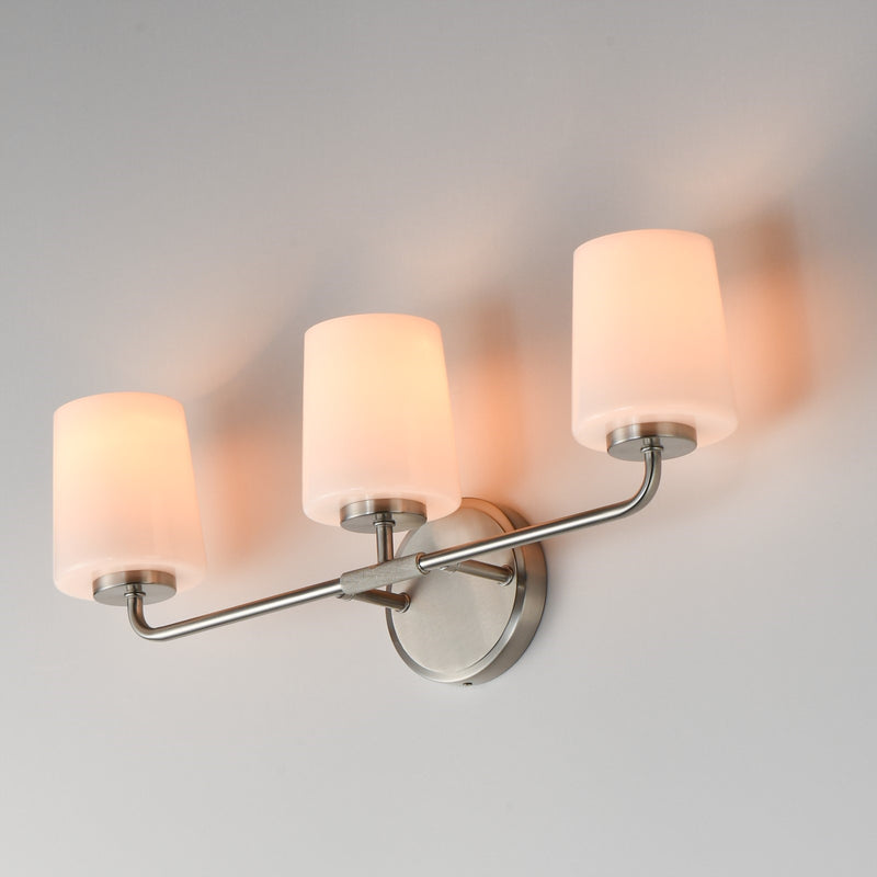 Maxim Lighting Durham 3 Light 9.25" Bath Vanity, Satin Nickel/White
