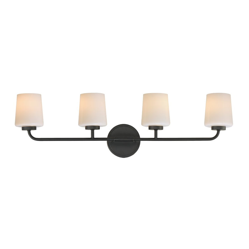 Maxim Lighting Durham 4 Light Bath Vanity, Black/White