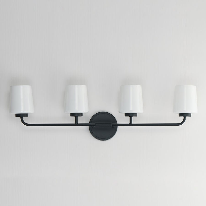 Maxim Lighting Durham 4 Light Bath Vanity, Black/White