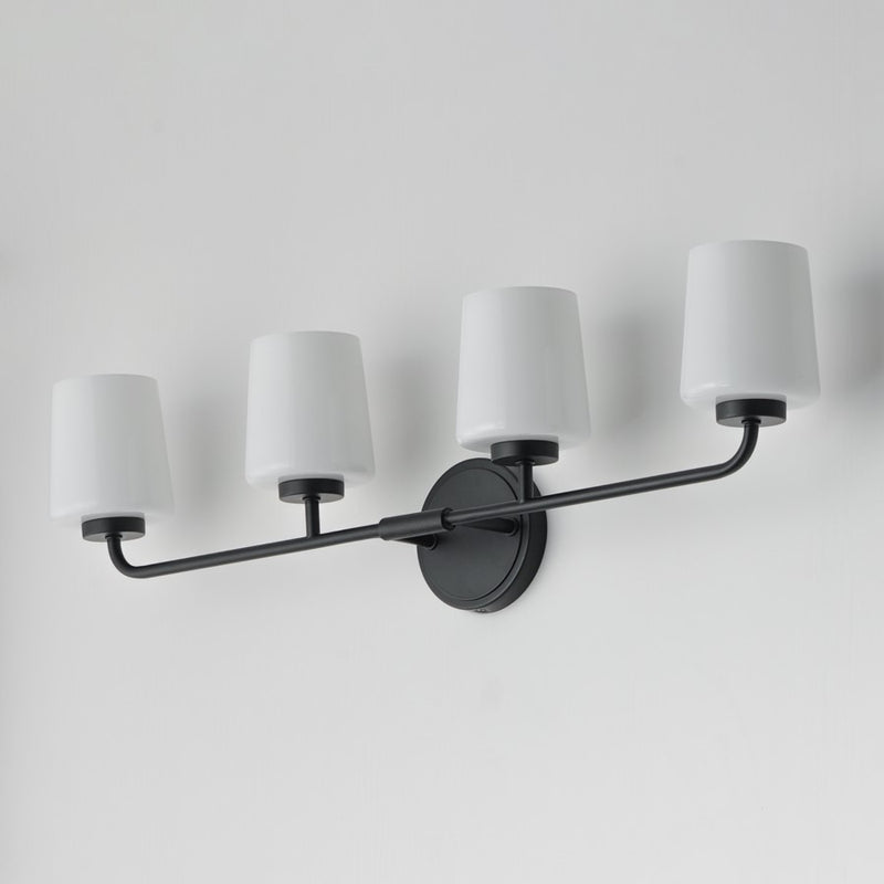 Maxim Lighting Durham 4 Light Bath Vanity, Black/White