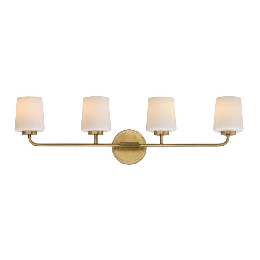 Maxim Lighting Durham 4 Light Bath Vanity, Natural Aged Brass/White - 12694WTNAB