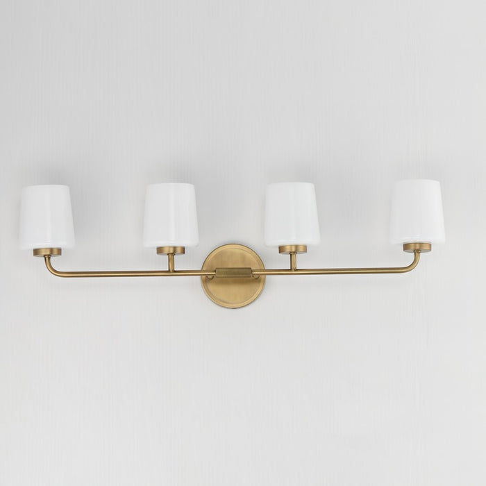 Maxim Lighting Durham 4 Light Bath Vanity, Natural Aged Brass/White