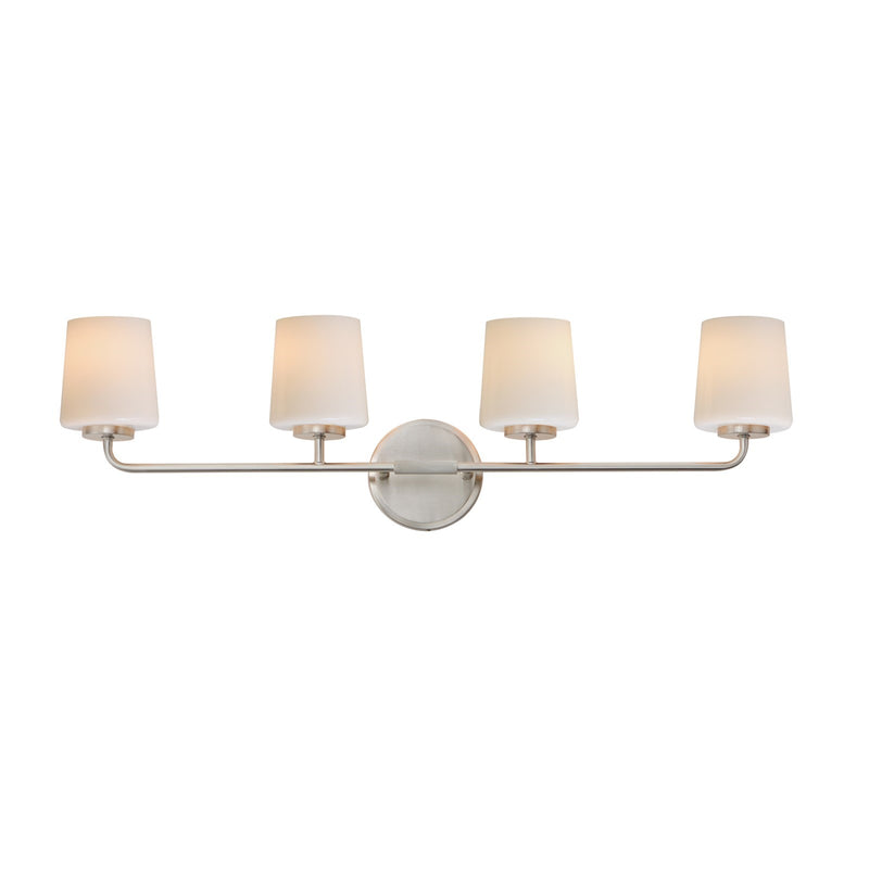 Maxim Lighting Durham 4 Light 9.25" Bath Vanity, Satin Nickel/White