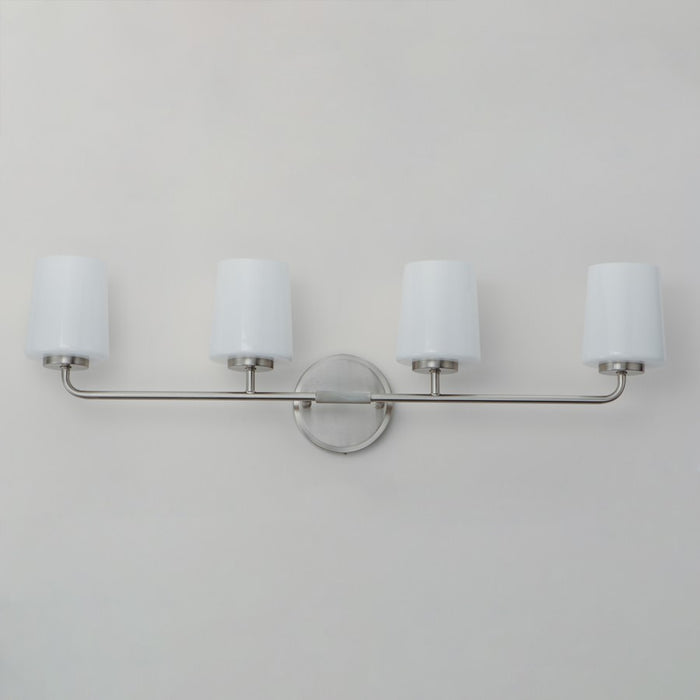 Maxim Lighting Durham 4 Light 9.25" Bath Vanity, Satin Nickel/White