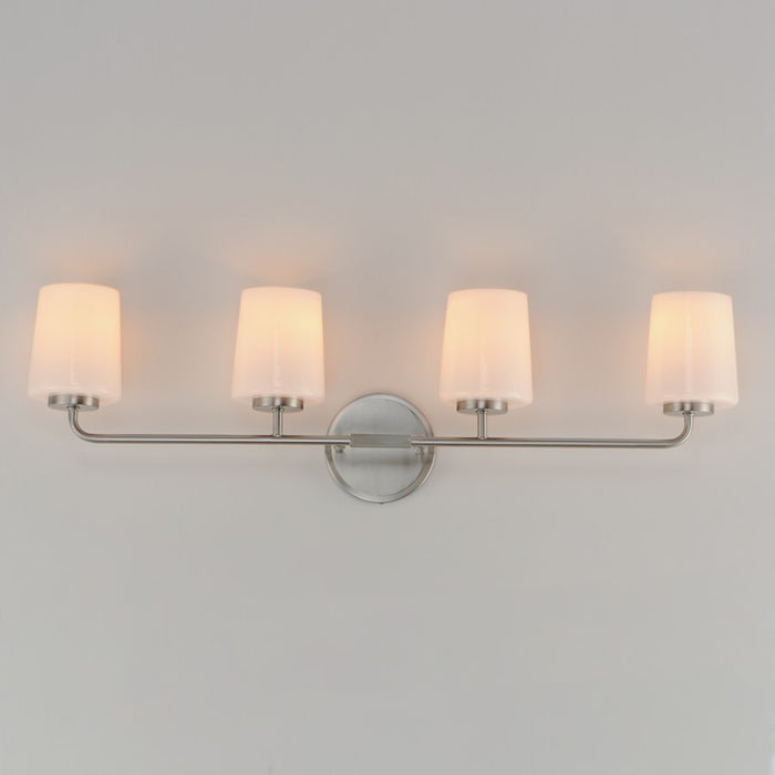 Maxim Lighting Durham 4 Light 9.25" Bath Vanity, Satin Nickel/White