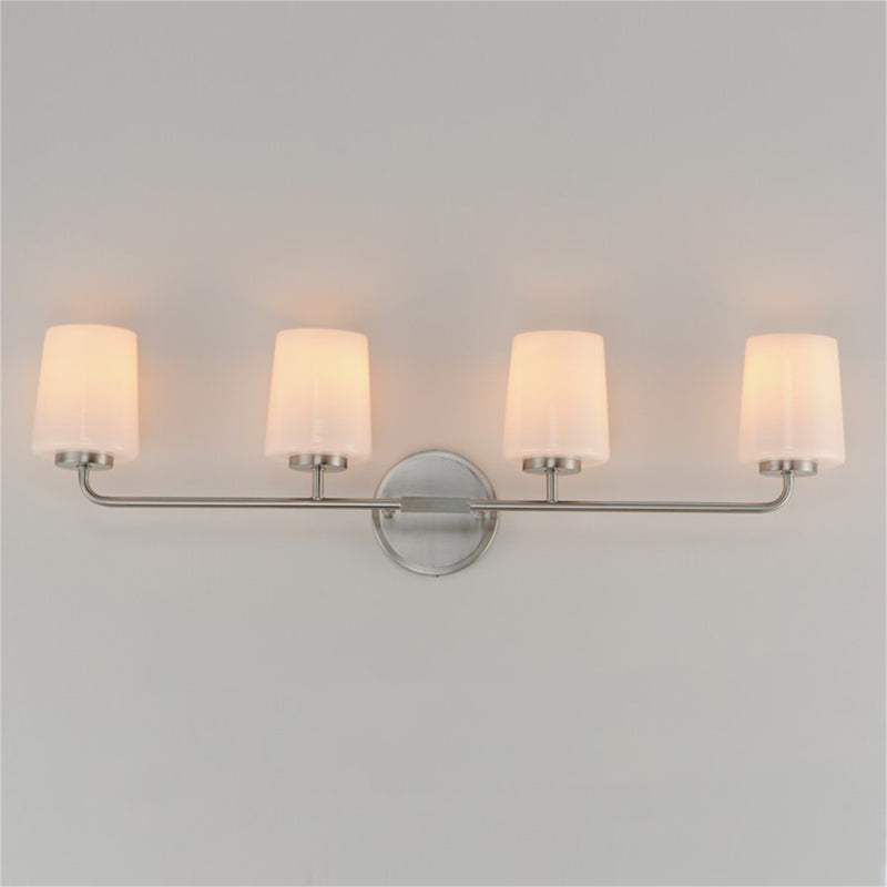 Maxim Lighting Durham 4 Light 9.25" Bath Vanity, Satin Nickel/White