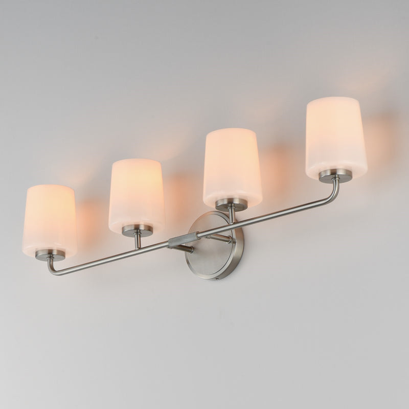 Maxim Lighting Durham 4 Light 9.25" Bath Vanity, Satin Nickel/White
