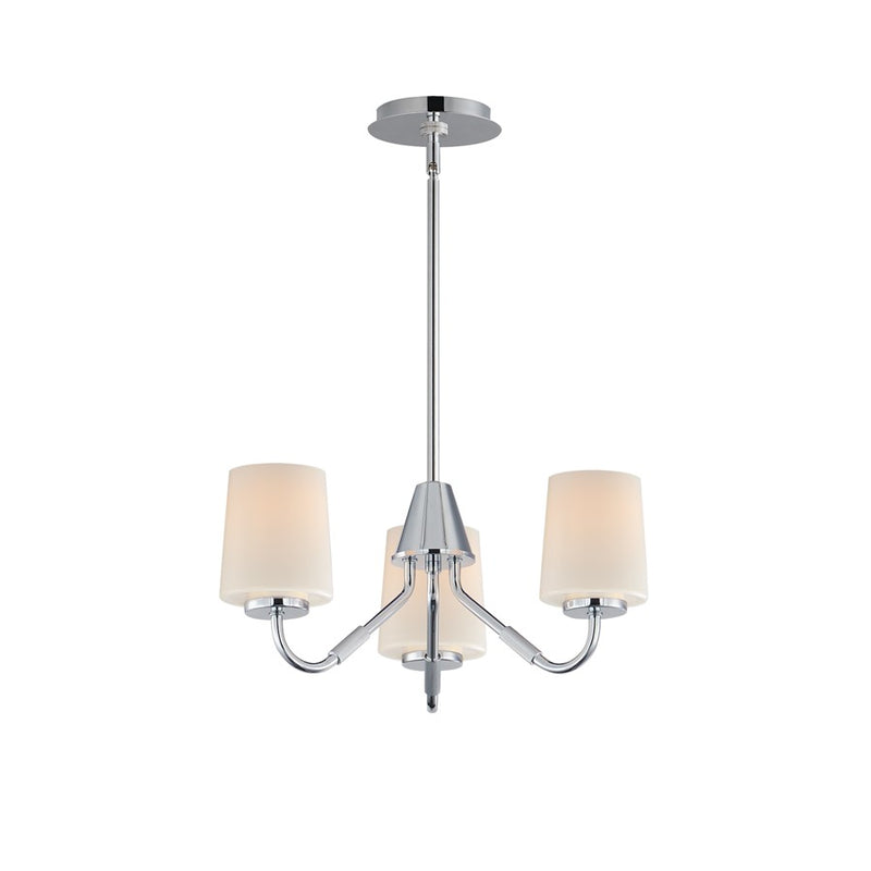 Maxim Lighting Durham 3 Light Mini Chandelier, Polished Chrome/White