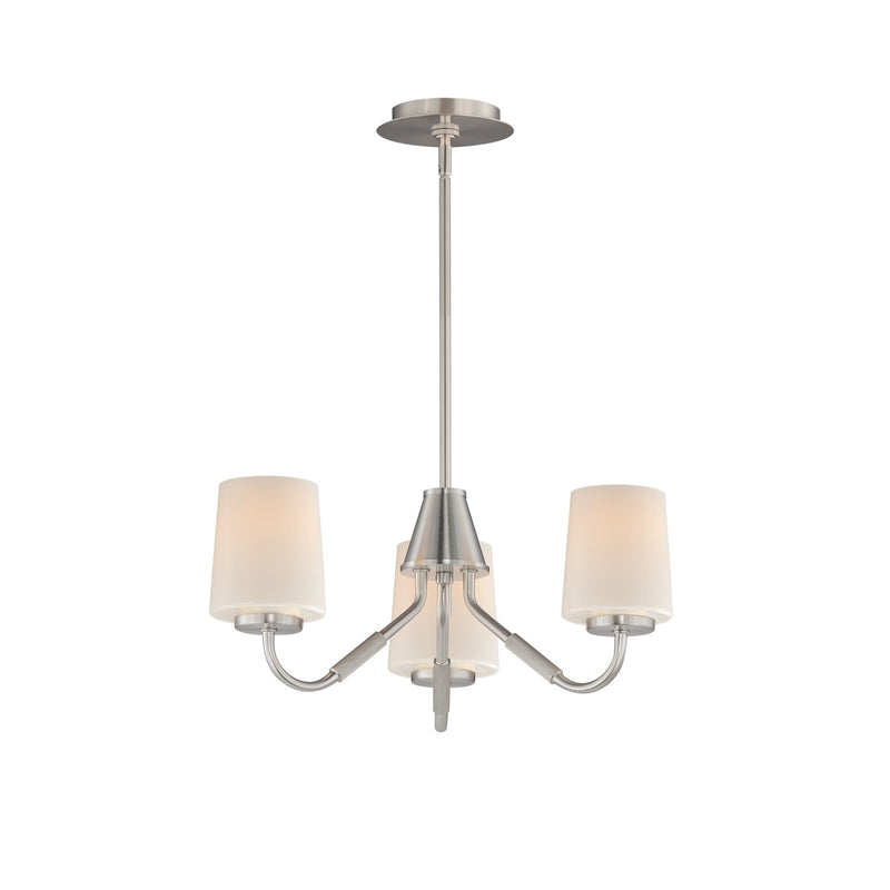 Maxim Lighting Durham 3 Light 8" Mini Chandelier, Satin Nickel/White