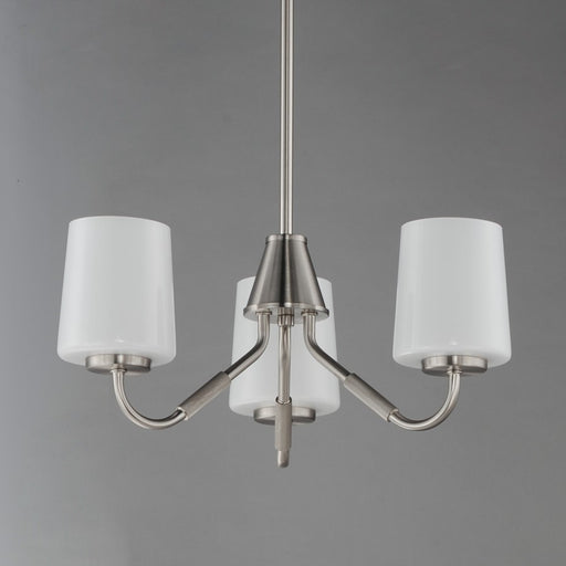 Maxim Lighting Durham 3 Light 8" Mini Chandelier, Satin Nickel/White