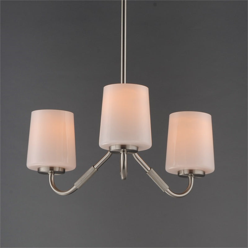 Maxim Lighting Durham 3 Light 8" Mini Chandelier, Satin Nickel/White