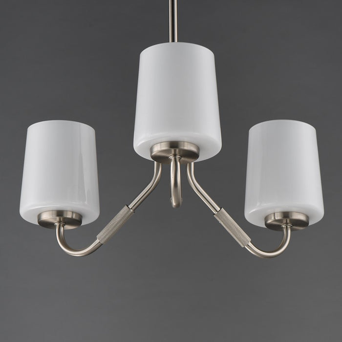 Maxim Lighting Durham 3 Light 8" Mini Chandelier, Satin Nickel/White