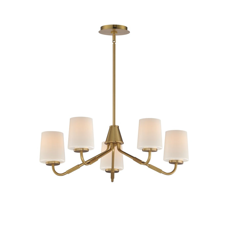 Maxim Lighting Durham 5Lt Single-Tier Chandelier, Aged Brass/White