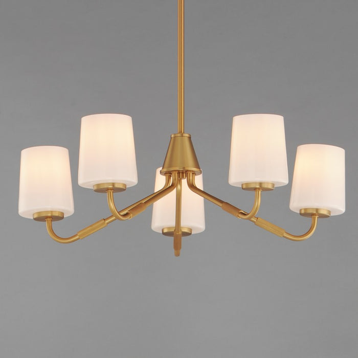 Maxim Lighting Durham 5Lt Single-Tier Chandelier, Aged Brass/White