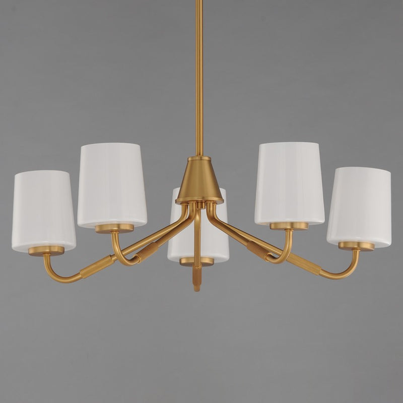 Maxim Lighting Durham 5Lt Single-Tier Chandelier, Aged Brass/White