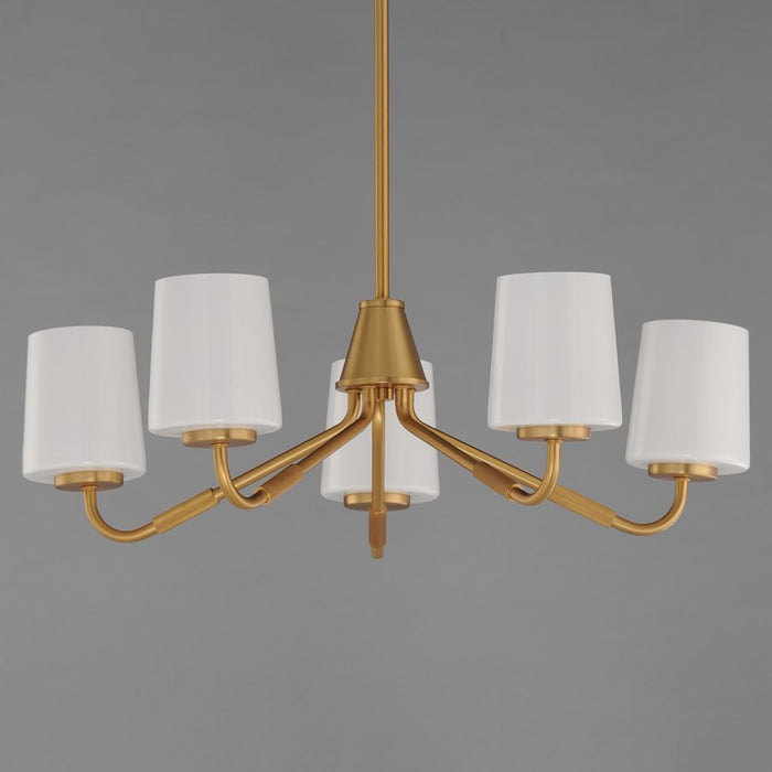 Maxim Lighting Durham 5Lt Single-Tier Chandelier, Aged Brass/White