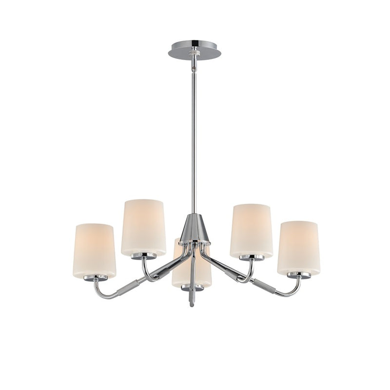 Maxim Lighting Durham 5Lt Single-Tier Chandelier, Chrome/White