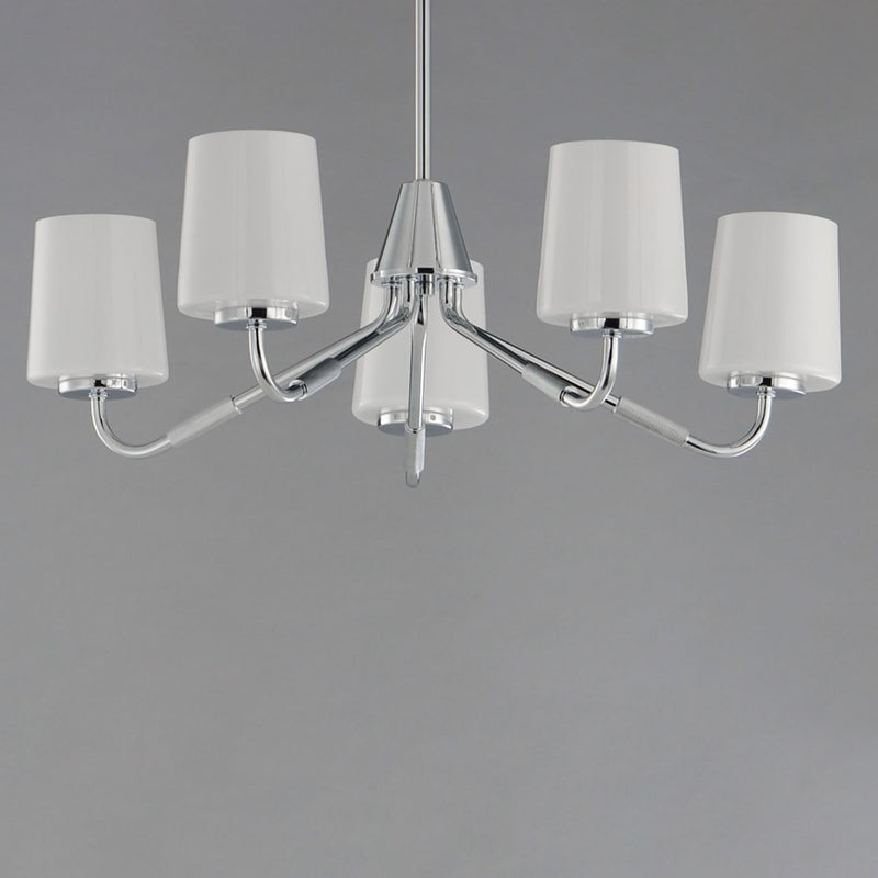 Maxim Lighting Durham 5Lt Single-Tier Chandelier, Chrome/White