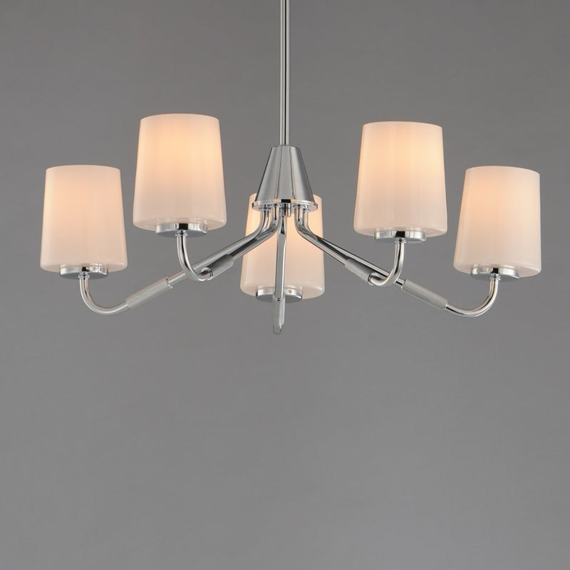 Maxim Lighting Durham 5Lt Single-Tier Chandelier, Chrome/White