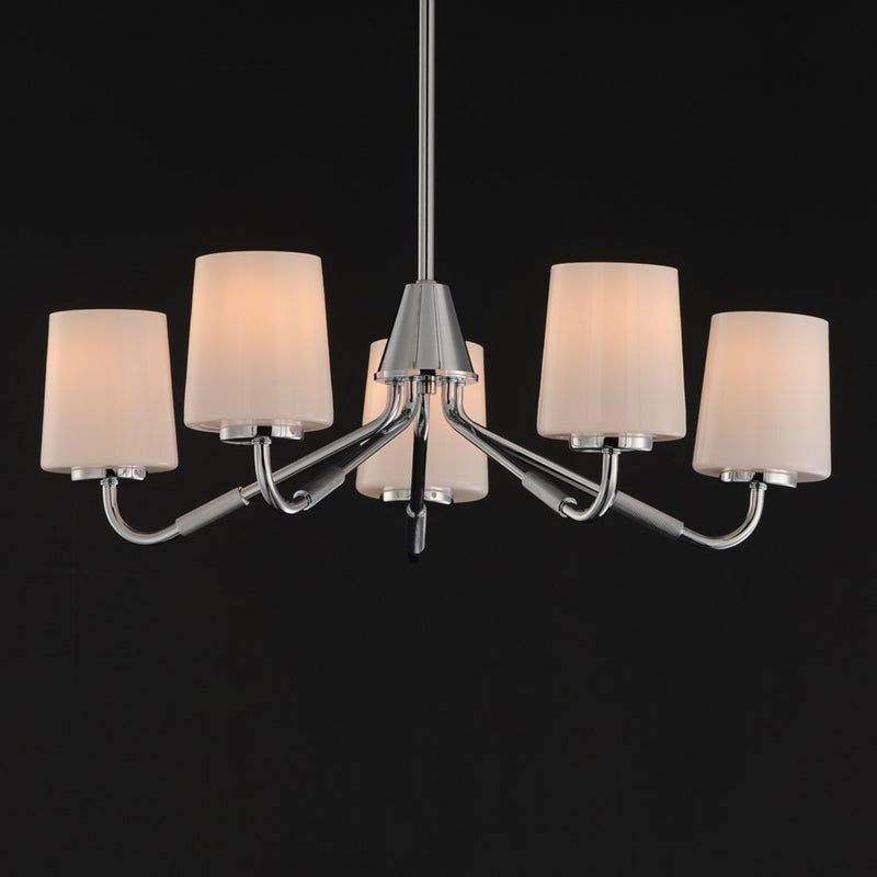 Maxim Lighting Durham 5Lt Single-Tier Chandelier, Chrome/White
