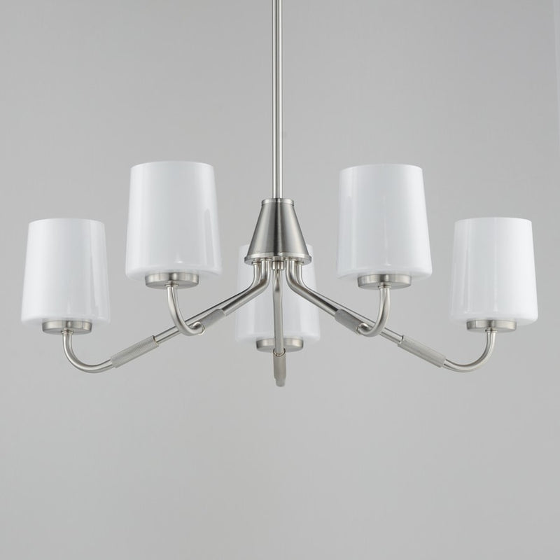 Maxim Lighting Durham 5Lt 8" Single-Tier Chandelier, Nickel/White