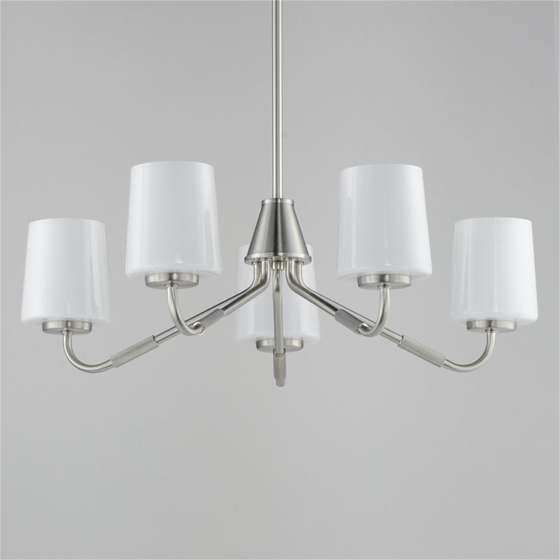 Maxim Lighting Durham 5Lt 8" Single-Tier Chandelier, Nickel/White