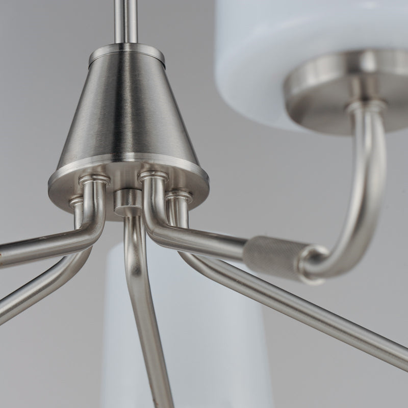 Maxim Lighting Durham 5Lt 8" Single-Tier Chandelier, Nickel/White