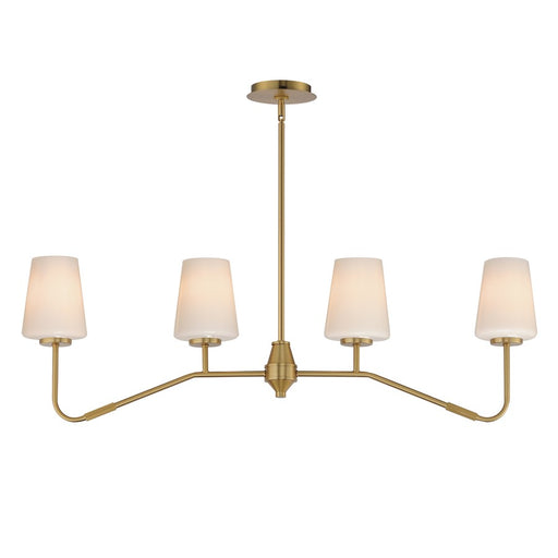 Maxim Lighting Durham 4 Light Linear Pendant, Aged Brass/White - 12697WTNAB