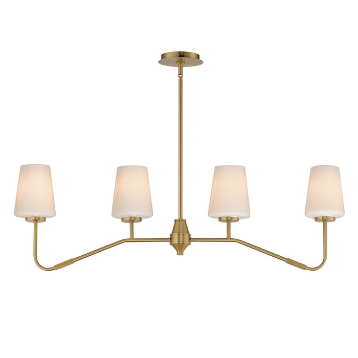 Maxim Lighting Durham 4 Light Linear Pendant, Aged Brass/White - 12697WTNAB