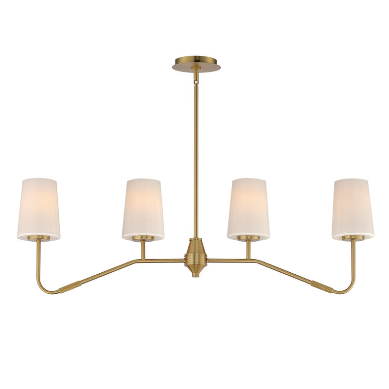 Maxim Lighting Durham 4 Light Linear Pendant, Aged Brass/White