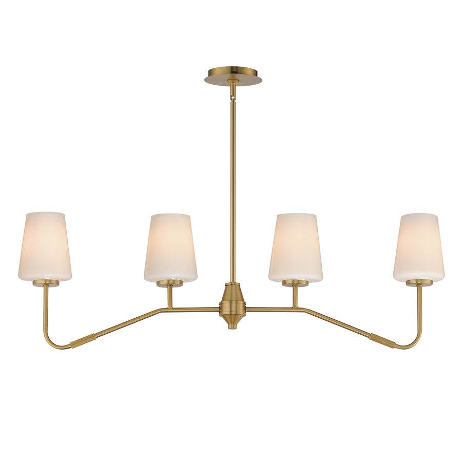 Maxim Lighting Durham 4 Light Linear Pendant, Aged Brass/White - 12697WTNAB