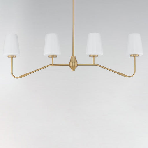 Maxim Lighting Durham 4 Light Linear Pendant, Aged Brass/White